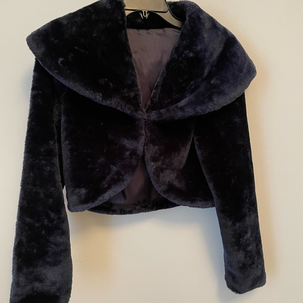 Chic Blue Teddy Jacket with Plush Texture